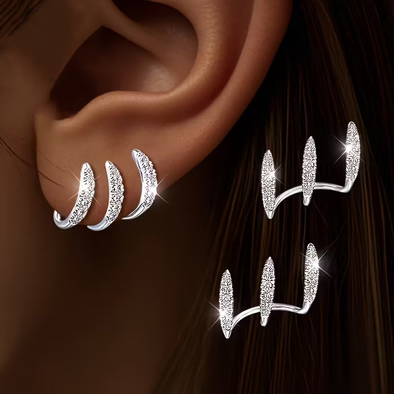 Elegant Triple Hoop Earrings with Stones
