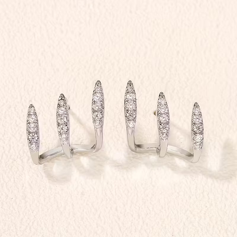 Elegant Triple Hoop Earrings with Stones