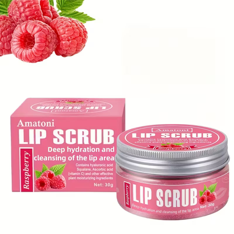 Raspberry-scented lip scrub