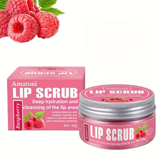 Raspberry-scented lip scrub