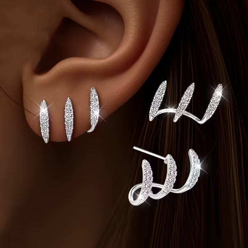 Elegant Triple Hoop Earrings with Stones